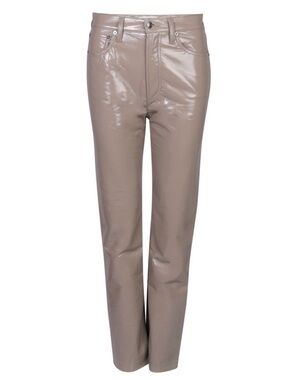 Agolde Glossy Taupe 90’s pinch waist recycled Leather Straight-Leg Jeans